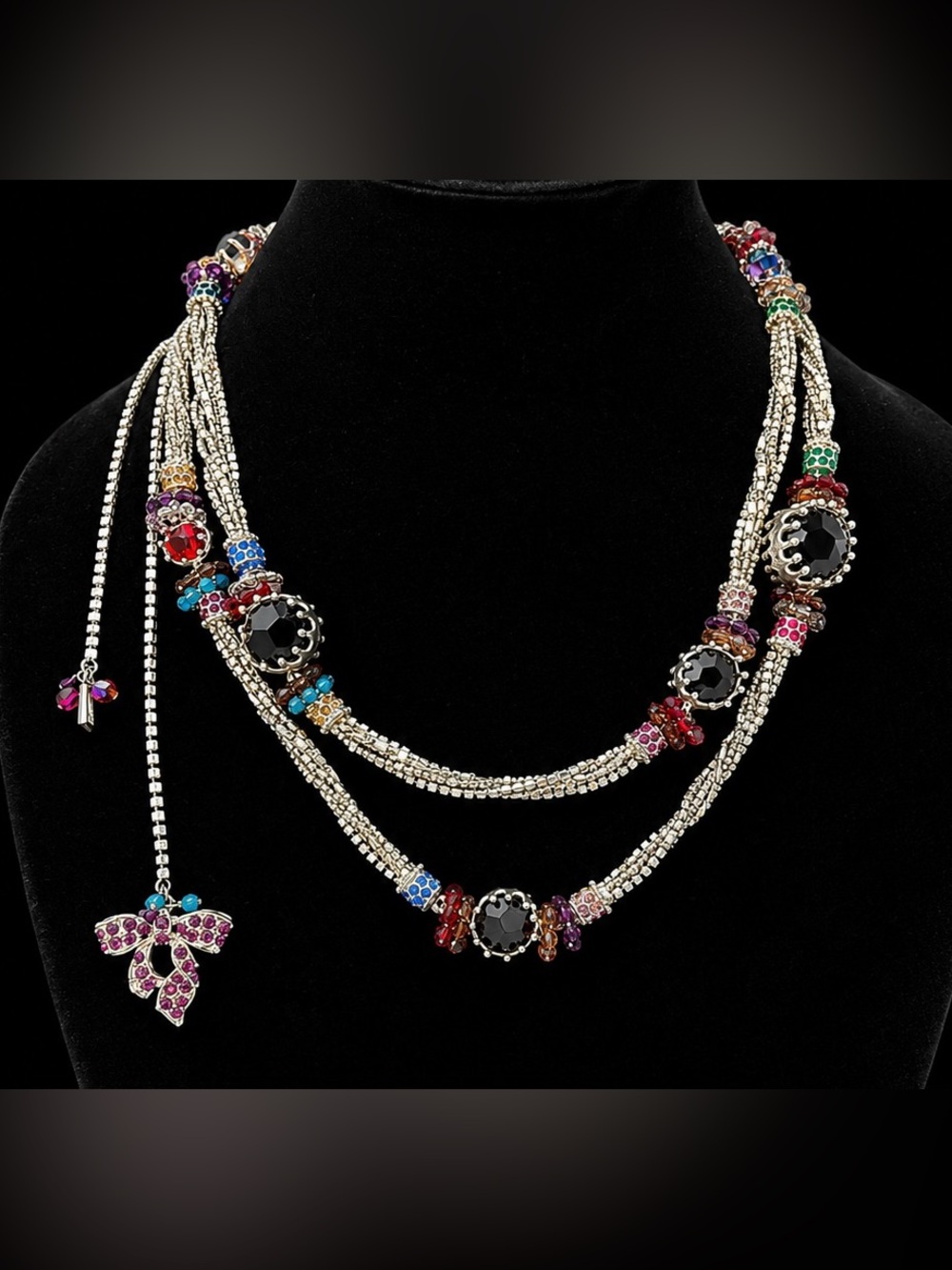 Rodrigo Otazu multicolor Swarovski crystal and gemstone statement necklace.NWOT